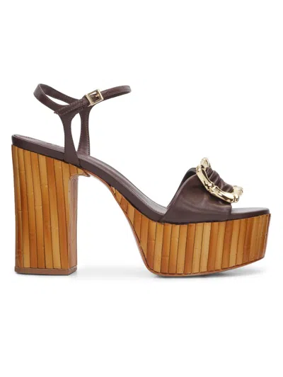 Schutz Women's Enola 120mm Leather Platform Sandals In Animal Print