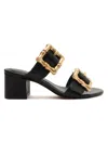 Schutz Women's Enola Double Buckle Block Heel Sandals In Black