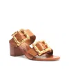 Schutz Women's Enola Double Buckle Block Heel Sandals In Brown