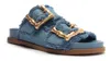 Schutz Enola Frayed Dual-buckle Slide Sandals In Multi