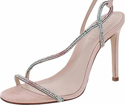 Schutz Women's Gaela Nubuck Pink Slip On Embellished Buckle Strap High Heel Sandals In Acqua In Multi