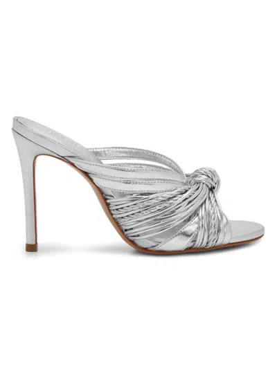 Schutz Gaya 100mm Strappy Leather Slip-on Sandals In Gray