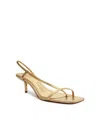 Schutz Heloise Metallic Nappa Kitten Heel Sandals In Ouro Claro Orch, Women's At Urban Outfitters In Gold- Metallic