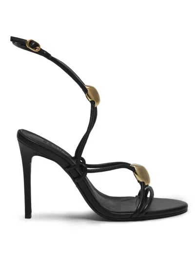 Schutz Women's Hera 100mm Goldtone & Leather Sandals In Black