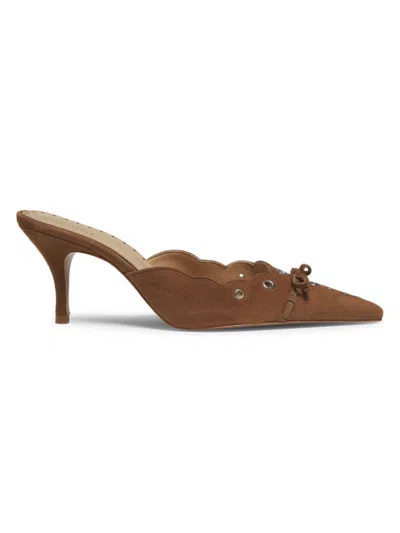 Schutz Women's Hilly 60mm Studded Suede Mules In Brown