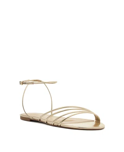 Schutz Women's Inez3 Round Toe Flat Sandals In Gold