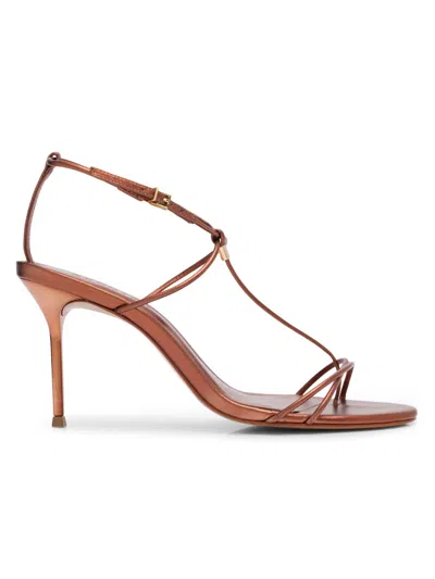 Schutz Women's Jules 90mm Metallic Leather Sandals In Brown