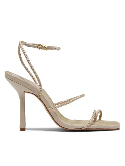 Schutz Women's Kaya 100mm Leather & Raffia Stiletto-heel Sandals In White