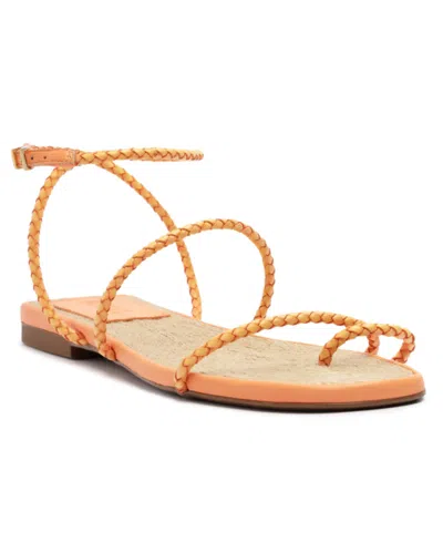 Schutz Women's Kaya Straw Flat Sandals In Coral Sand