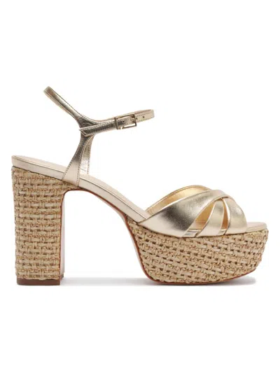 Schutz Keefa Raffia Sandal In Gold