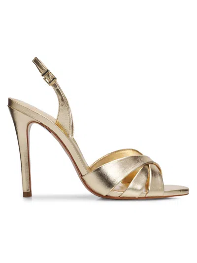 Schutz 110mm Keefa Leather Slingback Sandals In Gold