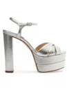 Schutz Keefa High Metallic Leather Platform Sandals In Multi