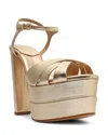 Schutz Women's Keefa Ankle Strap Platform Sandals In Platina