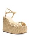 Schutz Keefa Ankle Strap Platform Wedge Sandal In Beige