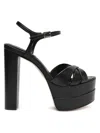 Schutz Keefa Leather Ankle-strap Platform Sandals In Black