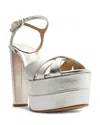 Schutz Women's Keefa High Crossover High Heel Platform Sandals In Prata