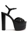 Schutz Keefa Leather Ankle-strap Platform Sandals In Black