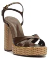 Schutz Keefa Woven-heel Platform Sandals In Brown