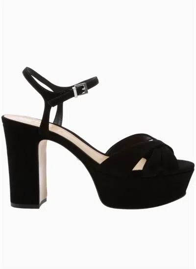 Schutz Keefa Nubuck Ankle-strap Platform Sandals In Black