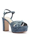 Schutz Keefa Ankle-strap Platform Sandals In Blue