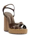Schutz Keefa Woven-heel Platform Sandals In Desert Brown