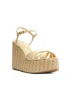 Schutz Keefa Ankle Strap Platform Wedge Sandal In Beige