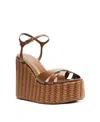 Schutz Keefa Ankle Strap Platform Wedge Sandal In Brown