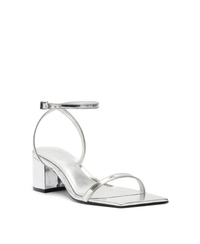 Schutz Women's Kendall Square Toe Sandals In Silver