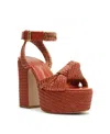 Schutz Khari Woven Block Heel Platform Sandal In Orange