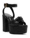 Schutz Khari Knotted Leather Ankle-strap Platform Sandals In Black