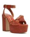 Schutz Khari Woven Block Heel Platform Sandal In Orange