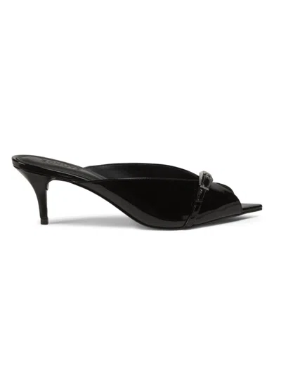 Schutz Women's Lena 76mm Leather Kitten Heel Sandals In Black
