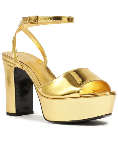Schutz Women's Lenne Round Toe Platform Sandals In Gold