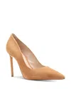 Schutz Lou Pointed Toe Pump In Honey Beige Leather