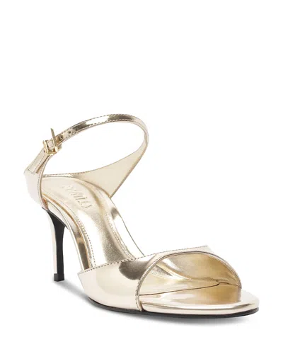 Schutz Lyra Mid Ankle Strap Sandal In Gold
