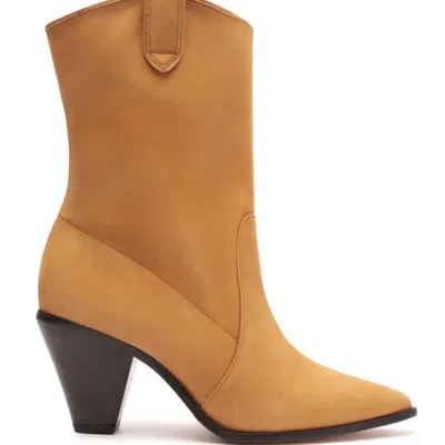 Schutz Mackie Nubuck Leather Bootie In Brown