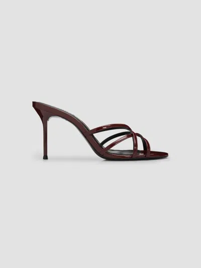 Schutz Women's Marion 100mm Strappy Patent Leather Sandals In Burgundy