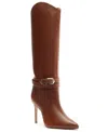 Schutz Women's Maryana Knee High Buckled Stiletto Leather Boots In Truffle Brown