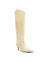 Schutz Maryana Lo Crocodile-embossed Leather Boot In Almond Buff In Beige