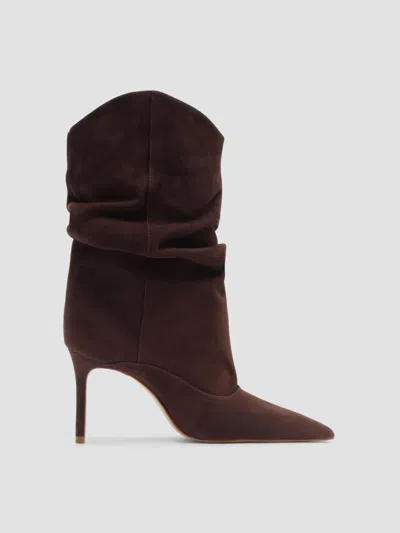 Schutz 85mm Maryana Slouch Nubuck Booties In Brown