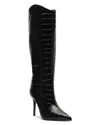 Schutz Maryana Croco Stiletto Tall Boots In Black