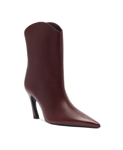 Schutz Women's Maryann Curve Pointy Toe Booties In Burgundy
