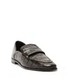 Schutz Maurice Croc-embossed Leather Loafer Flats In Brown