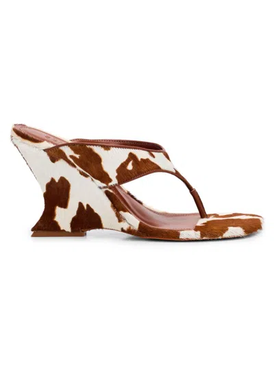 Schutz Women's Maya Wild 90mm Cow-print Fur Sandals In Multi