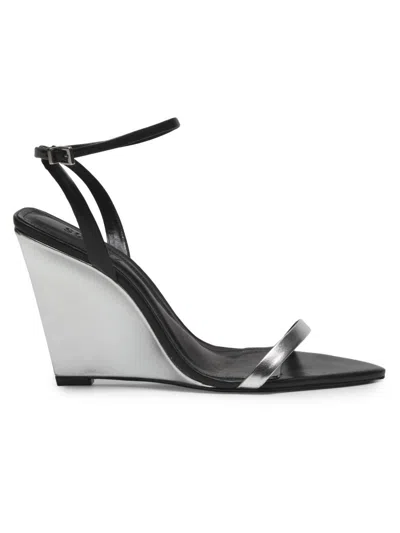 Schutz Women's Melanie 100mm Leather Wedge Sandals In Black