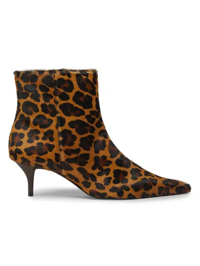 Schutz Women's Mikki 65mm Leopard Goat Hair Mid Boots In Animal Print