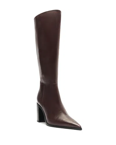 Schutz Women's Mikki Up Block Heel Boots In Dark Chocolate
