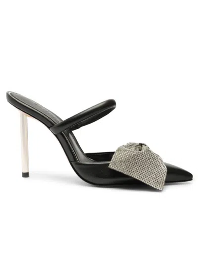 Schutz Women's Mila 100mm Embellished Leather Mules In Black