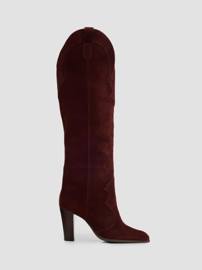 Schutz Women's Miller Up 95mm Knee-high Suede Boots In Red