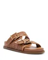 Schutz Naomi Woven Dual-buckle Slide Sandals In Brown